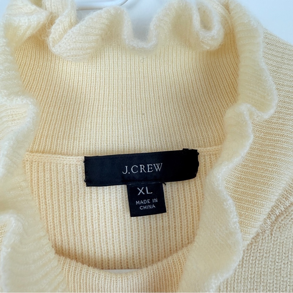 J.Crew Ruffle Mock Neck Sweater Merino Wool Knit Pullover - Picture 6 of 7